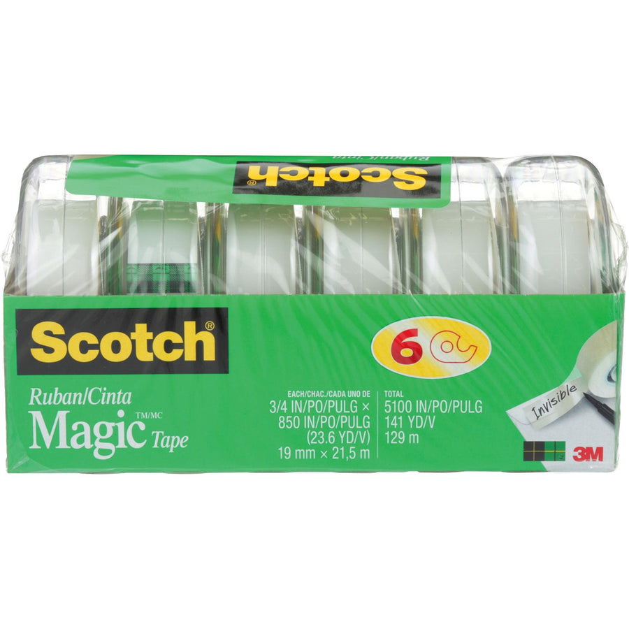 Scotch Magic Gift Craft Tape, 3/4 in x 23.6 yd, 6 Rolls with Dispensers