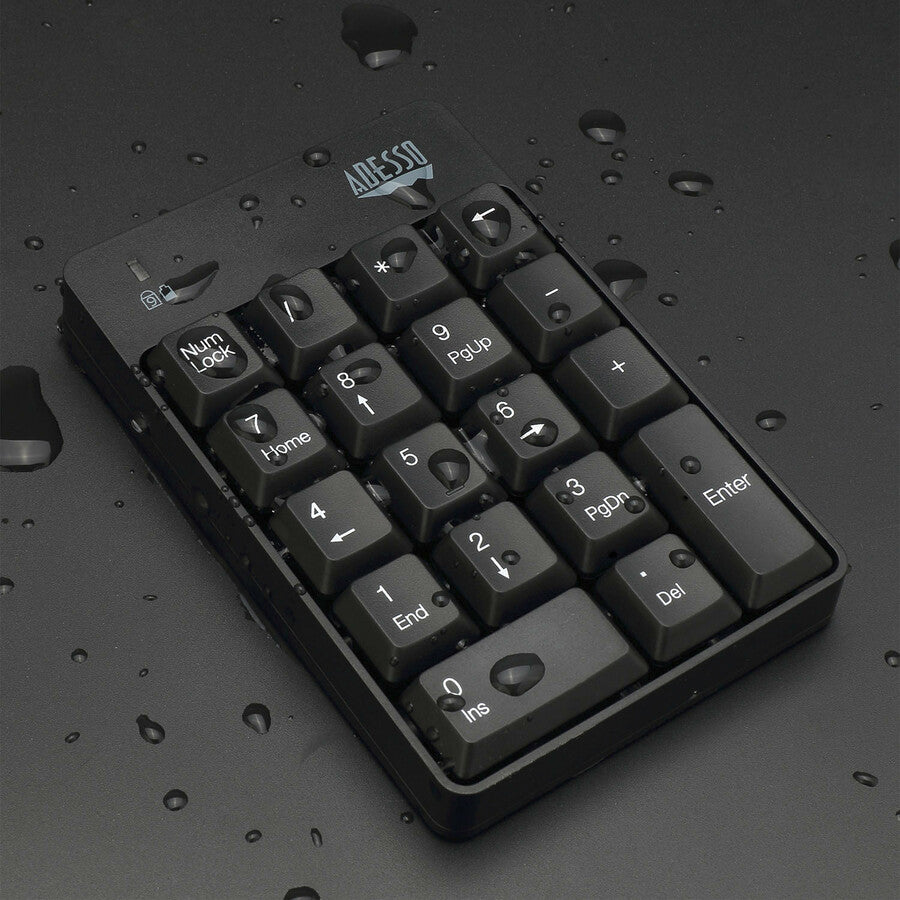 Adesso Wireless Numeric Keypad — 18-Key, Spill-Resistant