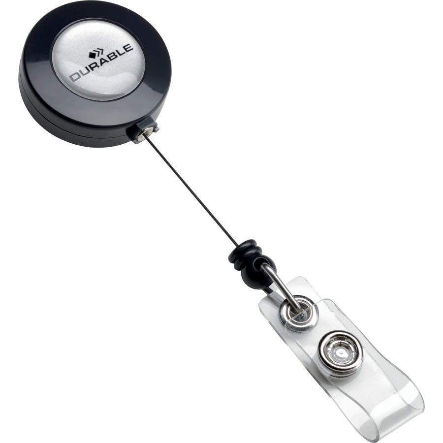 Durable Badge Reel — Charcoal, 10/Box