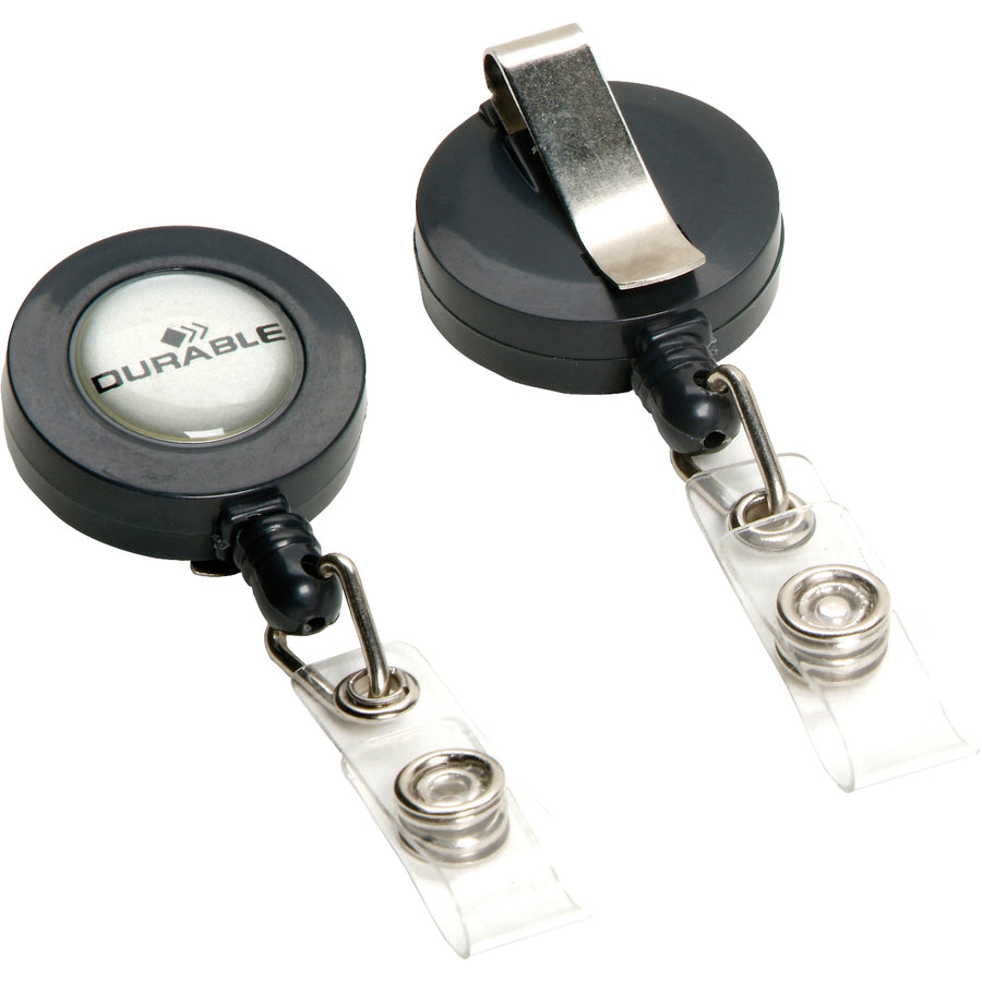 Durable Badge Reel — Charcoal, 10/Box