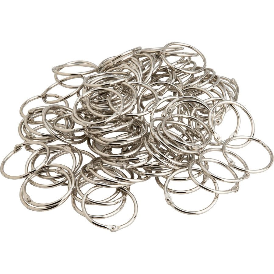 Business Source Standard Book Rings — 1.5 in Nickel-Plated, 100/Box