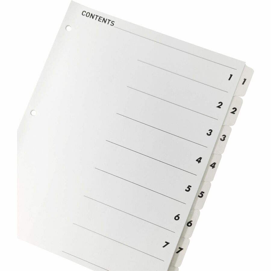 Business Source Table of Contents Quick Index Dividers — 8-Tab, White