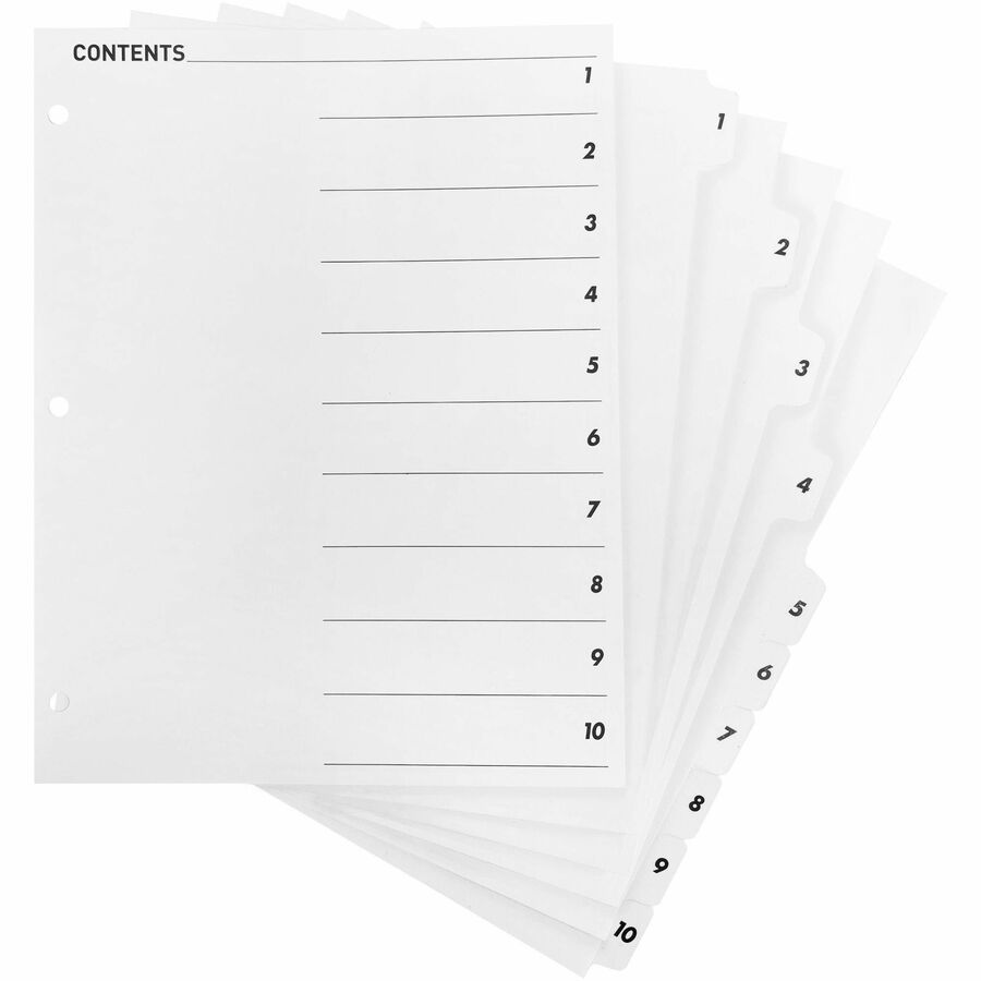 Business Source Table of Contents Quick Index Dividers — 10-Tab, White
