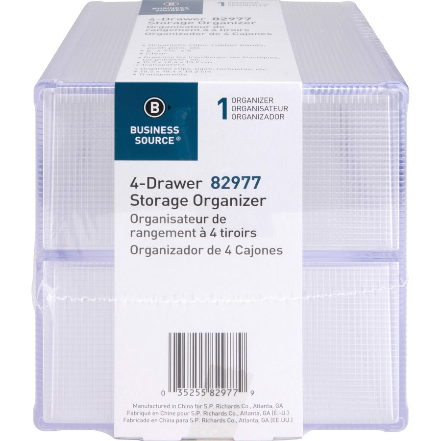 Business Source 4-Drawer Storage Organizer — Clear