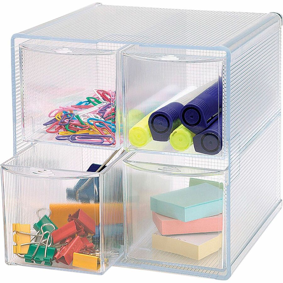 Business Source 4-Drawer Storage Organizer — Clear