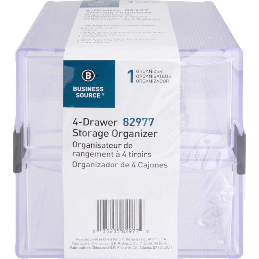 Business Source 4-Drawer Storage Organizer — Clear