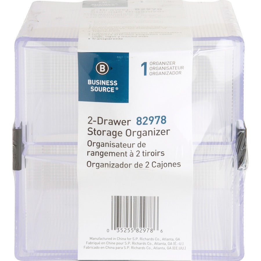 Business Source 2-Drawer Storage Organizer — Clear