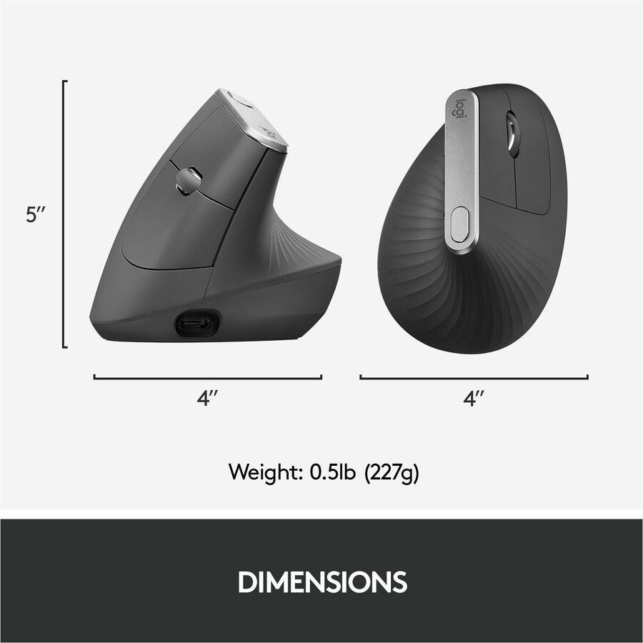 Logitech MX Vertical Ergonomic Mouse — Wireless/Bluetooth, 4000 dpi