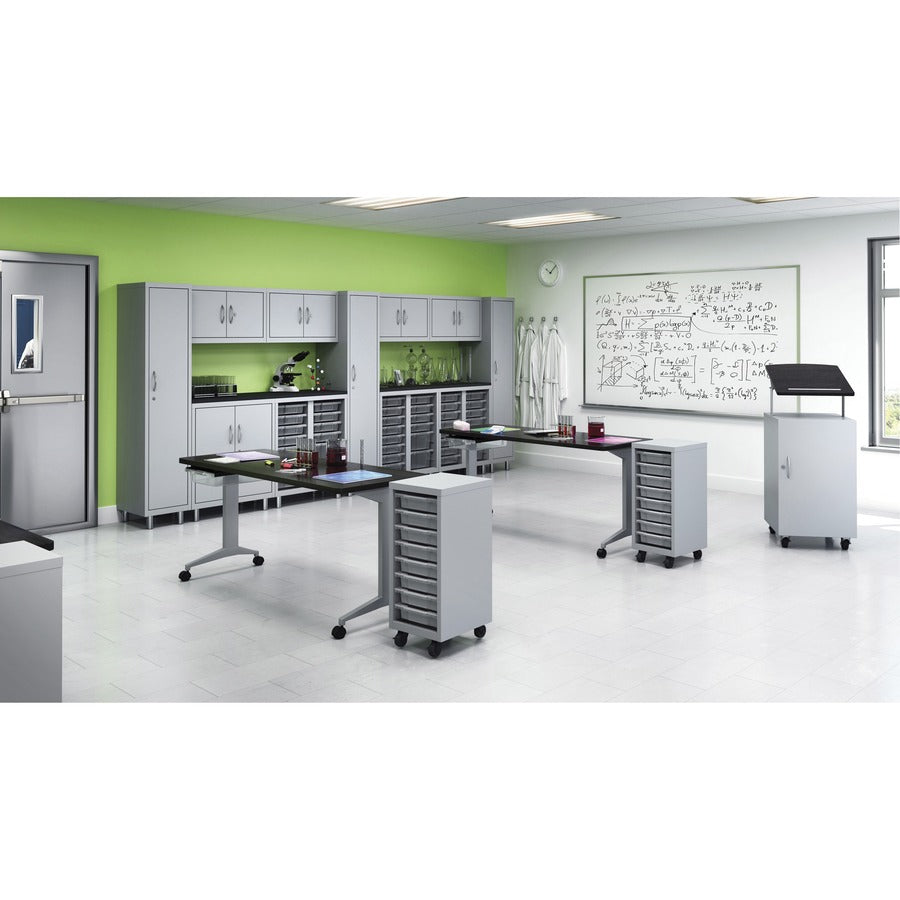 Lorell Pull-out Bins Mobile Storage Unit - Platinum