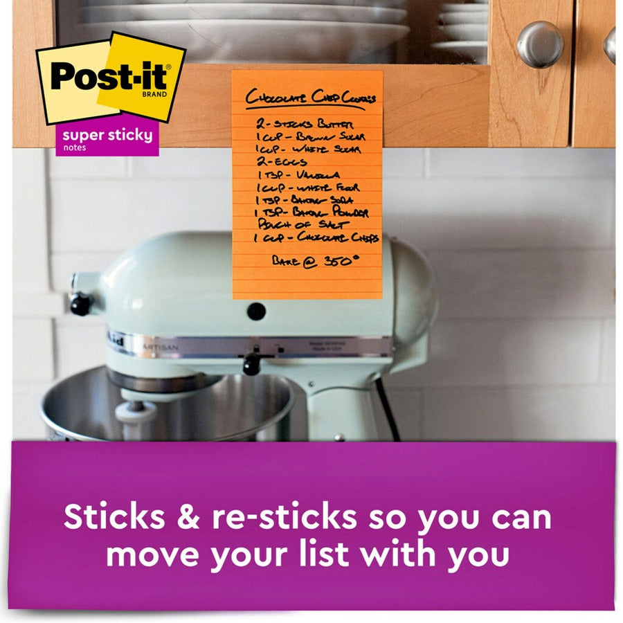 Post-it&reg; Super Sticky Notes - Energy Boost Color Collection - Orange, 3-Pack