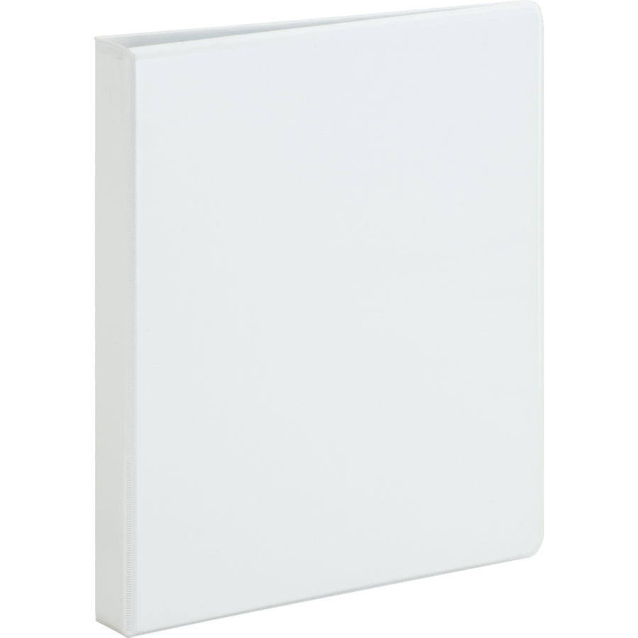 Business Source Heavy-Duty View Binder — 1", Round Ring, White