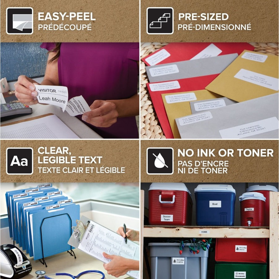 DYMO LabelWriter Address Labels 2050768, 1-1/8 x 3-1/2 in, White, 12 Rolls