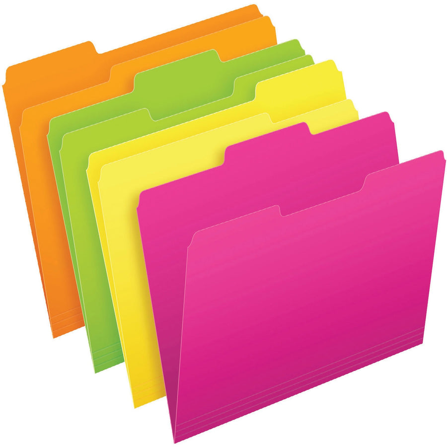 Pendaflex Glow Top-Tab File Folders - Letter, 1/2-Cut, 24-Pack