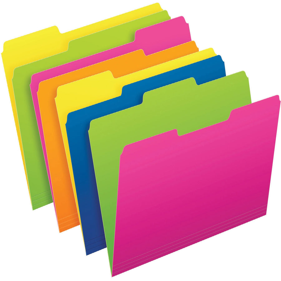 Pendaflex Twisted Glow Top-Tab File Folders - Letter, 1/2-Cut, 24-Pack