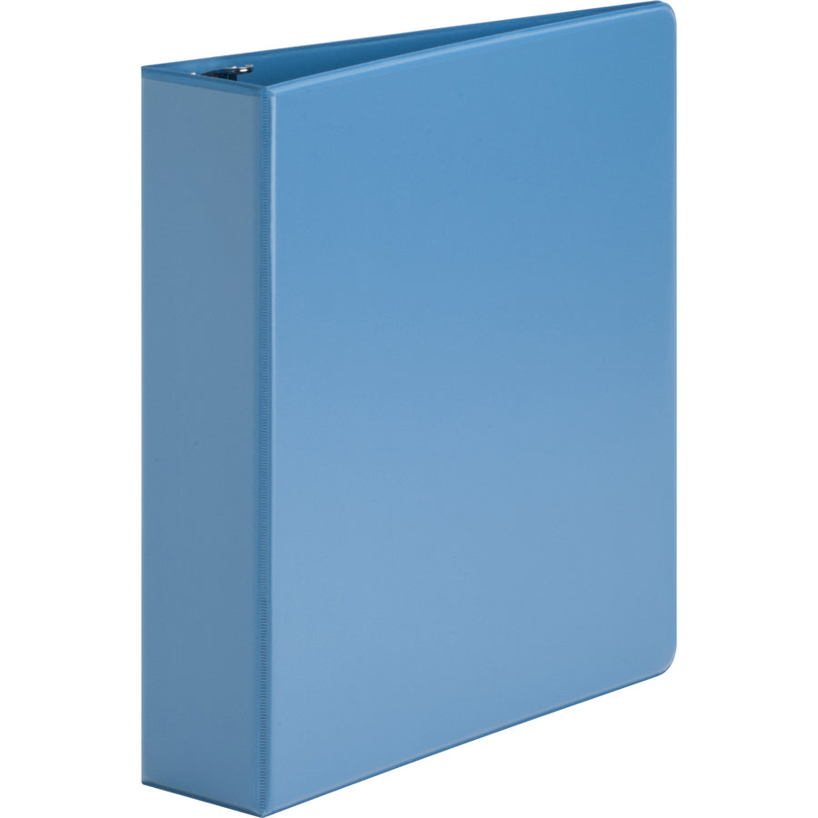 Business Source Premium Round Ring View Binder — 2", Light Blue