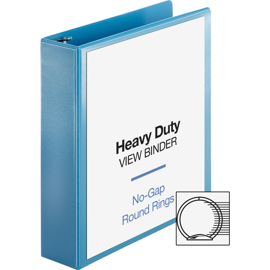 Business Source Premium Round Ring View Binder — 2", Light Blue