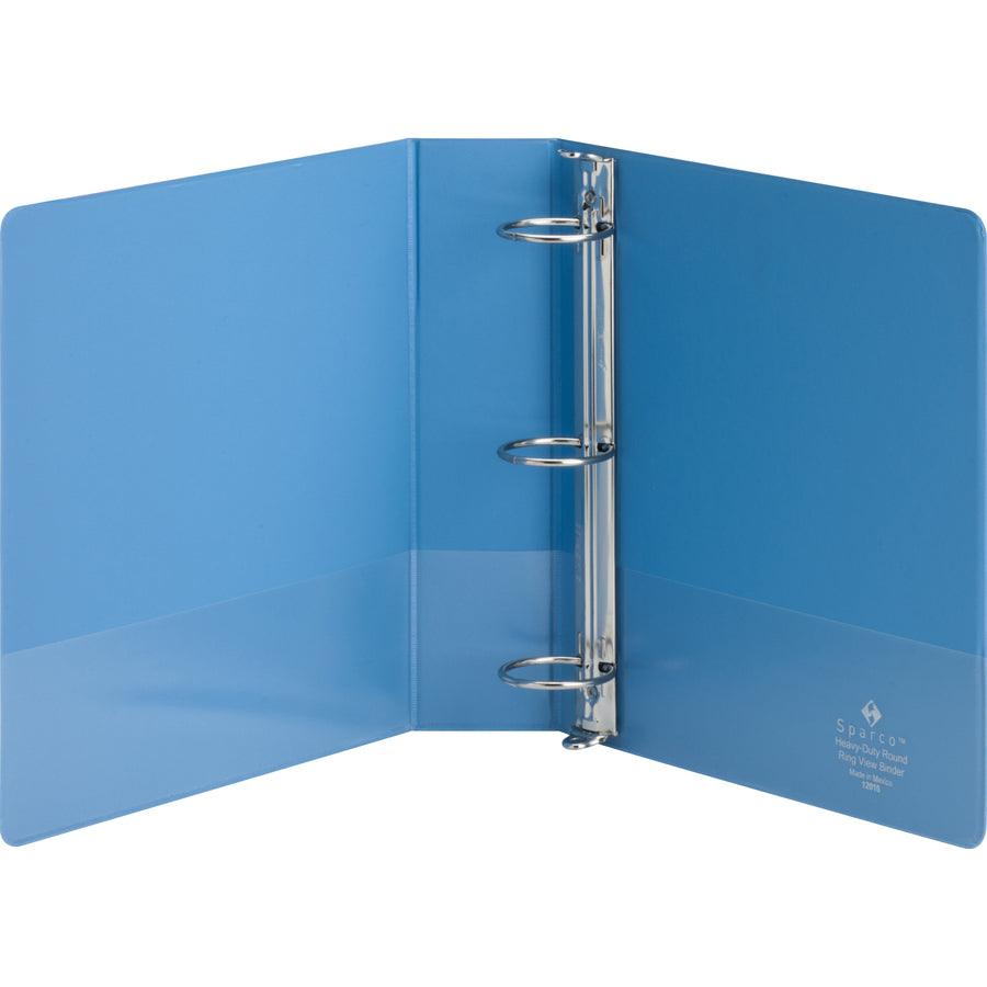 Business Source Premium Round Ring View Binder — 2", Light Blue
