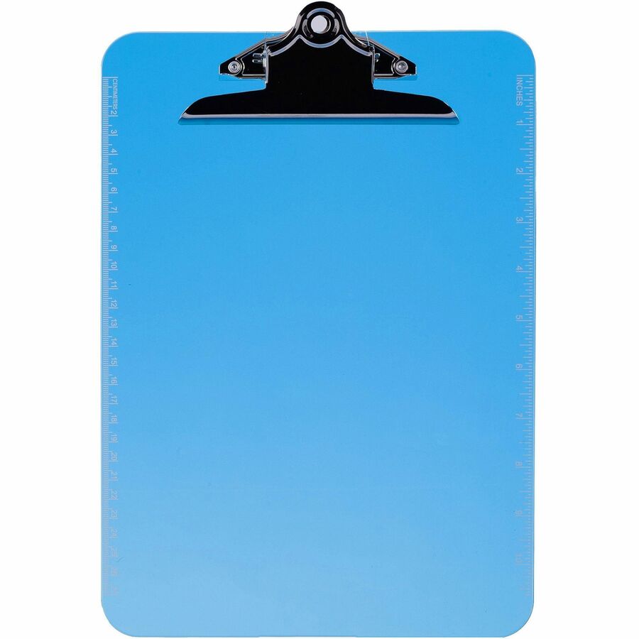 Business Source Spring Clip Plastic Clipboard - Blue