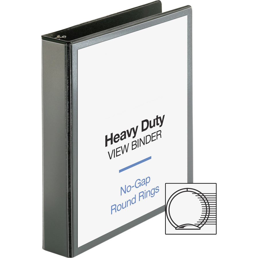 Business Source Premium Round Ring View Binder — 1-1/2", Black