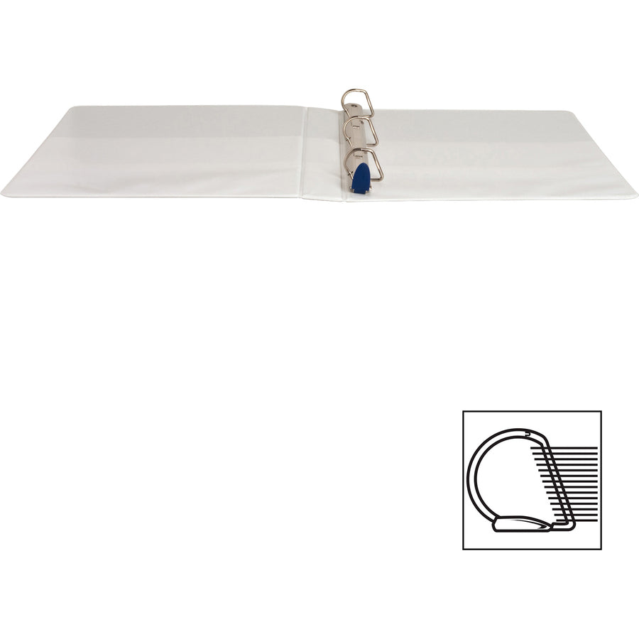 Business Source Locking D-Ring View Binder — 1", White