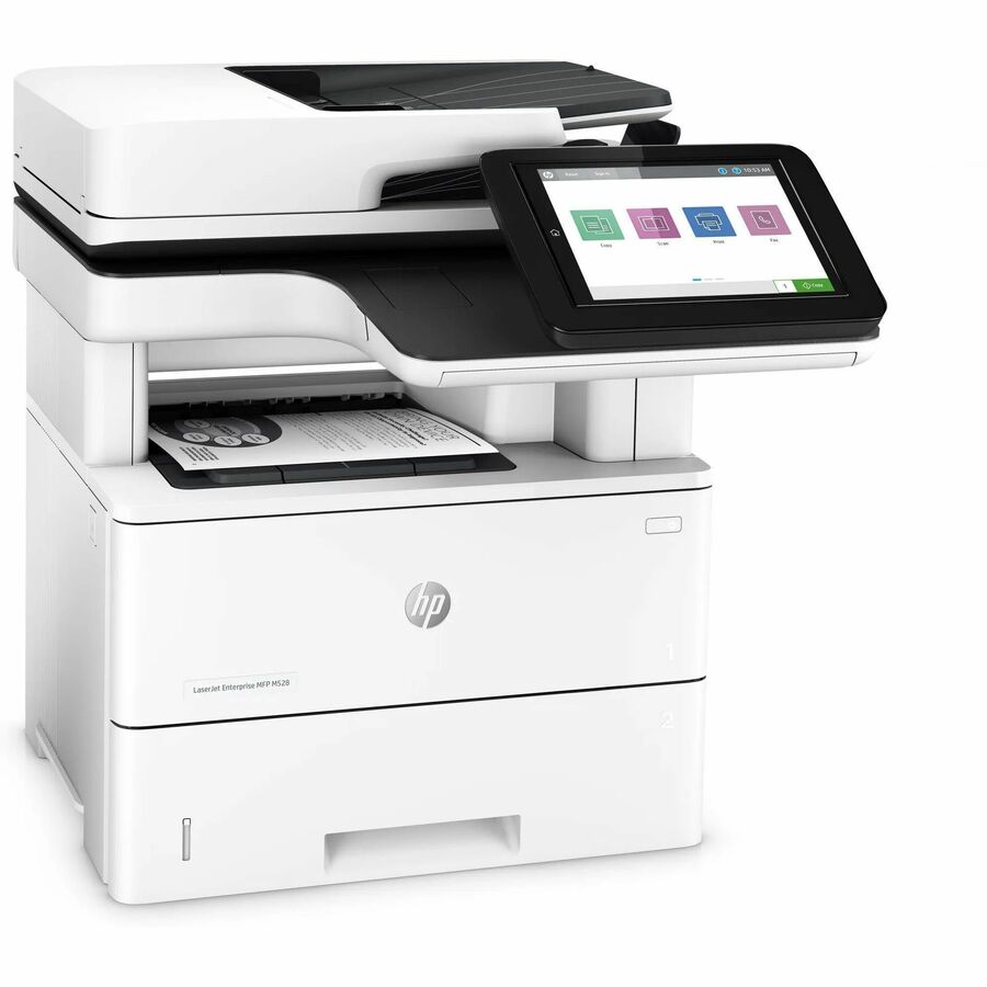 HP LaserJet M528 M528dn Laser Multifunction Printer-Monochrome-Copier/Scanner-43 ppm Mono Print-1200x1200 Print-Automatic Duplex Print-150000 Pages Monthly-650 sheets Input-Color Scanner-600 Optical