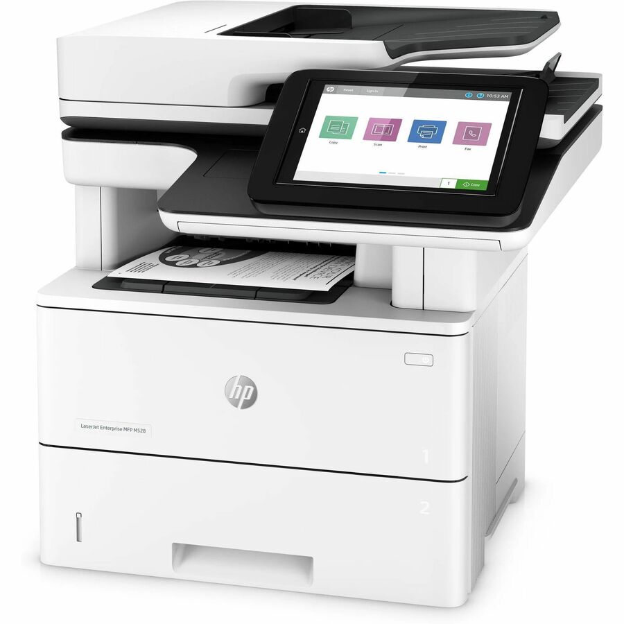 HP LaserJet M528 M528dn Laser Multifunction Printer-Monochrome-Copier/Scanner-43 ppm Mono Print-1200x1200 Print-Automatic Duplex Print-150000 Pages Monthly-650 sheets Input-Color Scanner-600 Optical