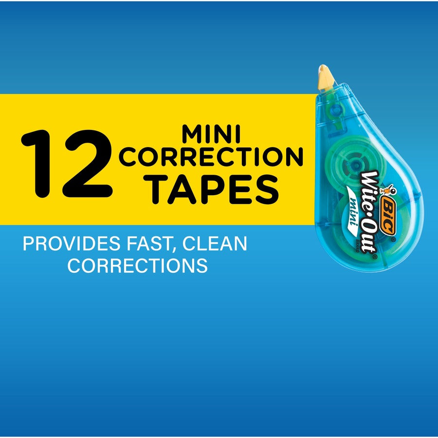 Wite-Out Mini Correction Tape, 16.1 Ft (4.90 M), White Tape, Translucent Dispenser