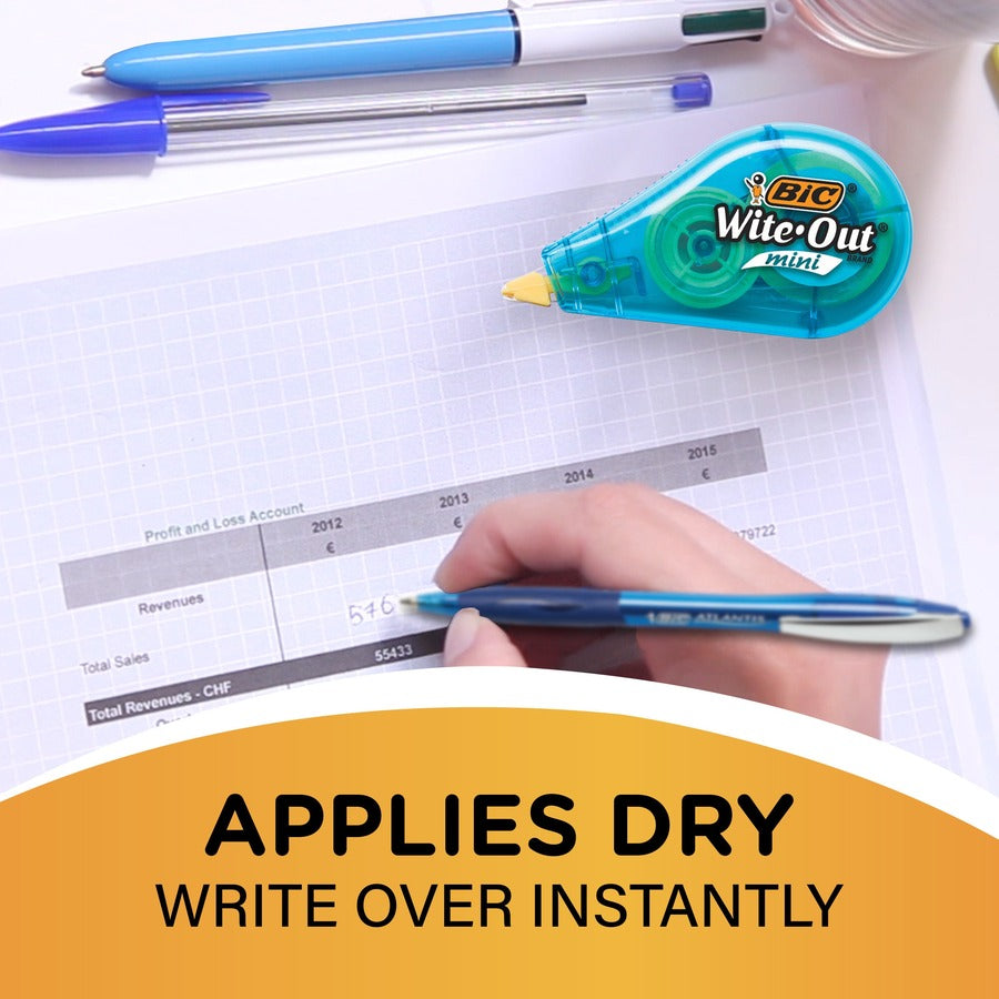 Wite-Out Mini Correction Tape, 16.1 Ft (4.90 M), White Tape, Translucent Dispenser