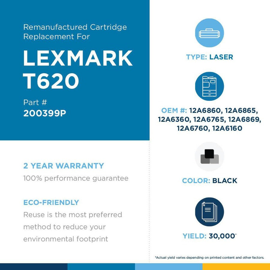 Clover Technologies Remanufactured High Yield Laser Toner Cartridge T620 - Black - 1 Pack
