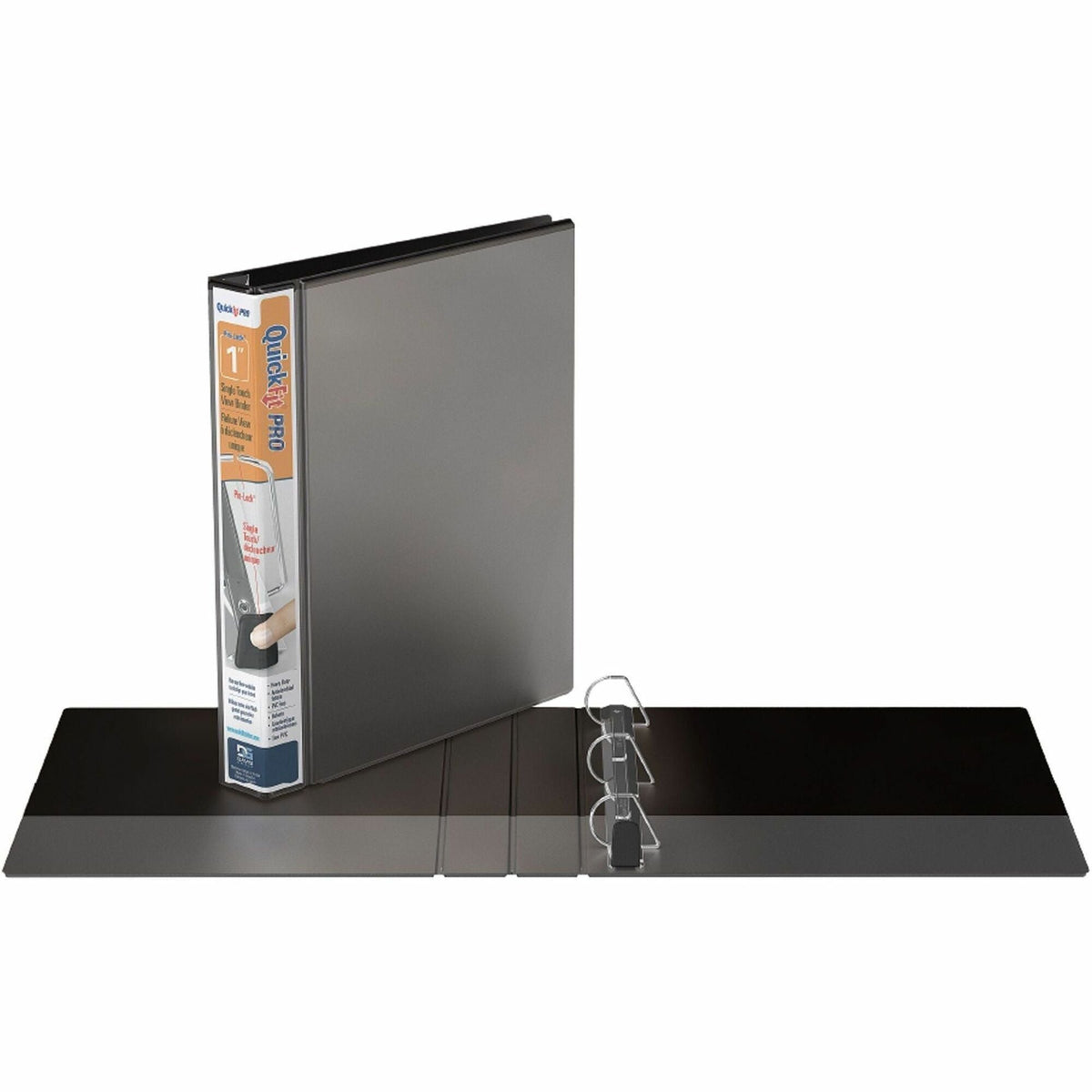 QuickFit PRO Heavy-Duty Single-Touch View Binder, 1" D-Ring, Black