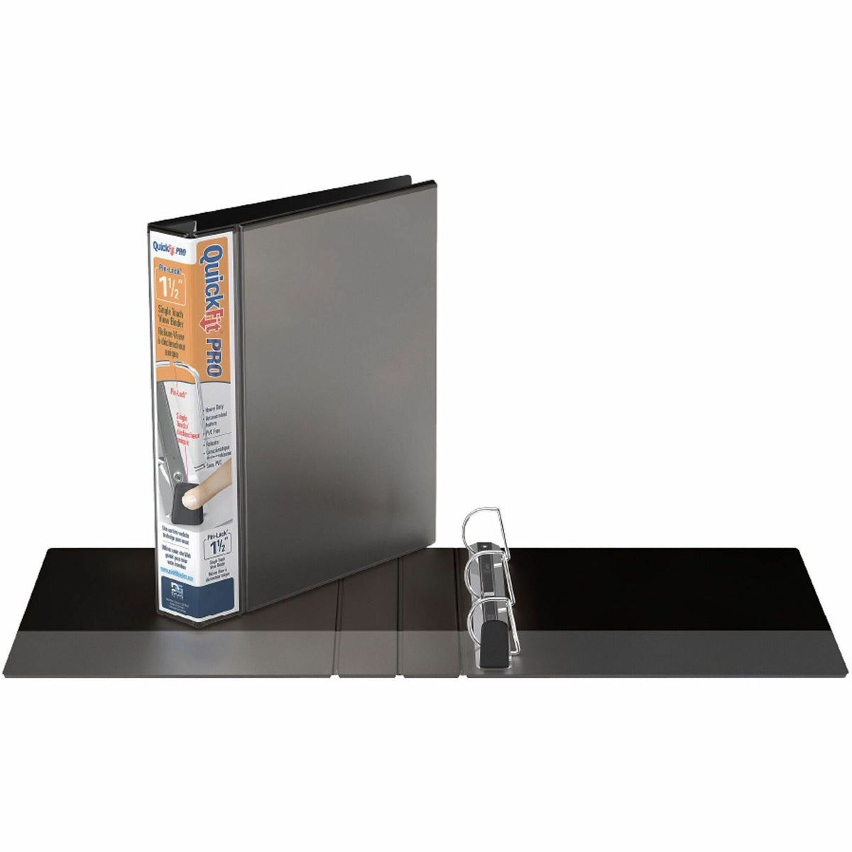 QuickFit PRO Heavy-Duty Single-Touch View Binder, 1.5" D-Ring, Black