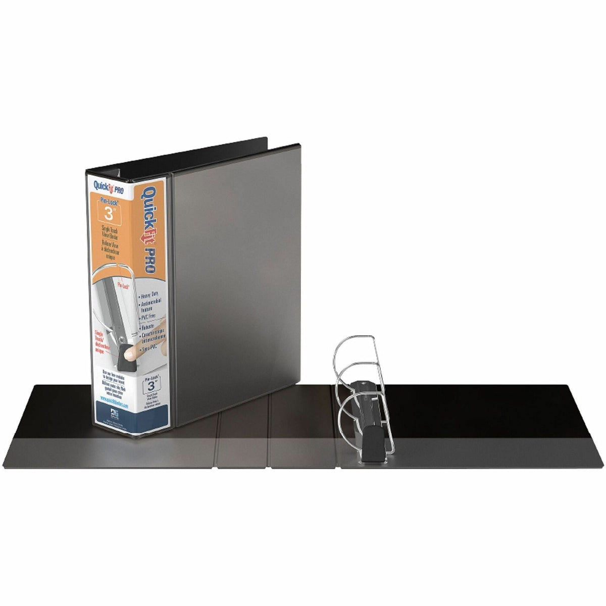 QuickFit PRO Heavy-Duty Single-Touch View Binder, 3" D-Ring, Black