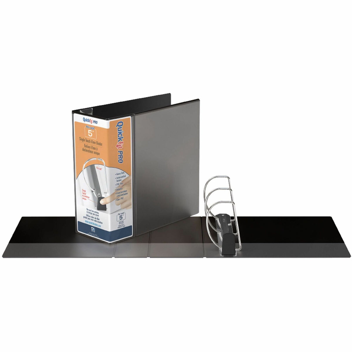 QuickFit PRO Heavy-Duty Single-Touch View Binder, 5" D-Ring, Black
