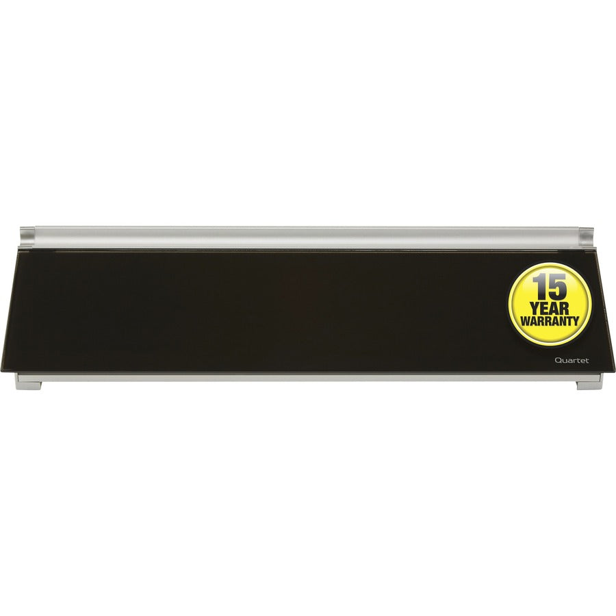 Bloc de verre effaçable à sec Quartet pour bureau 45,7 x 15,2 cm Noir - Tiroir de rangement, Garantie 5 ans