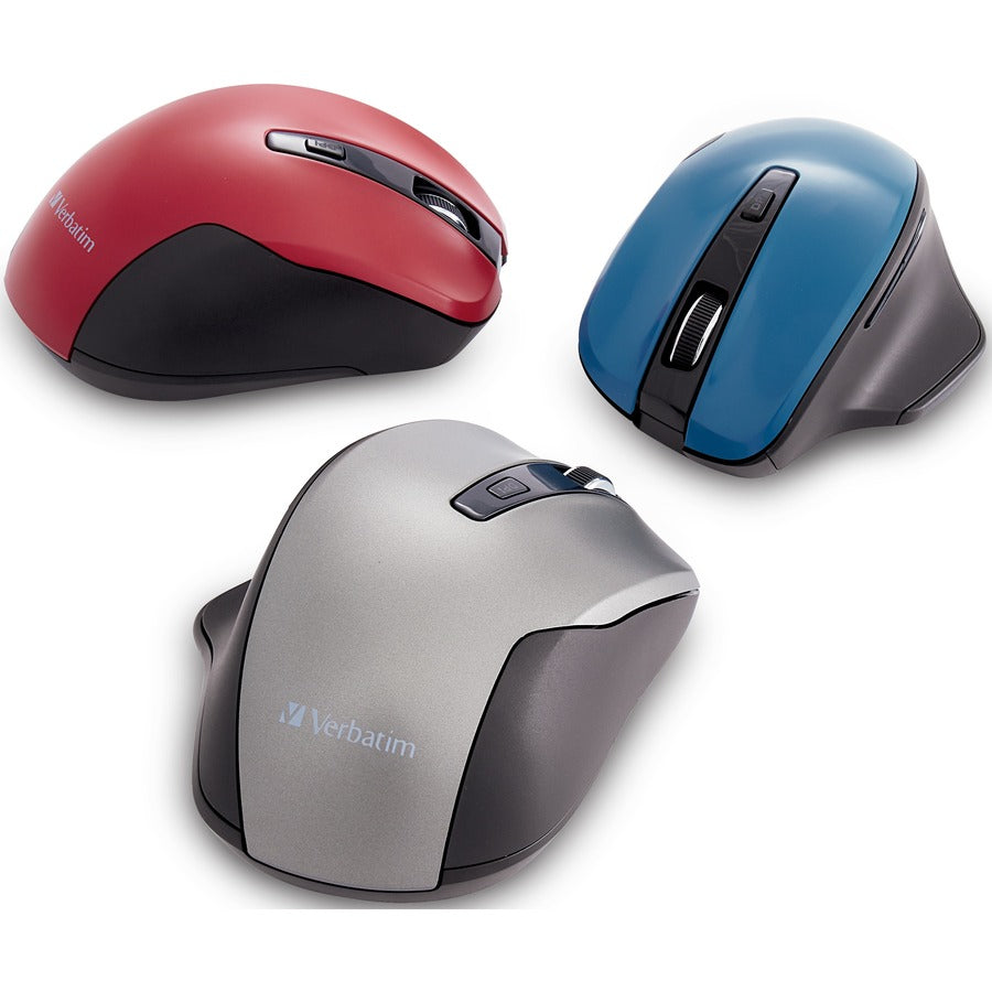 Verbatim Silent Ergonomic Wireless Blue LED Mouse — Graphite