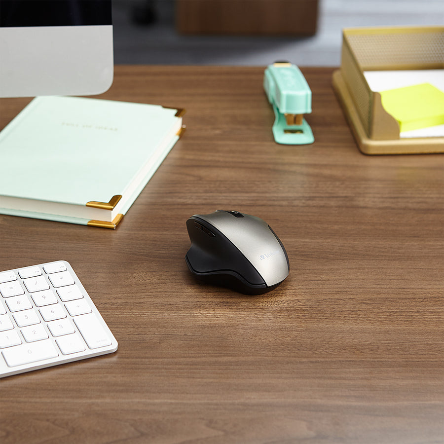 Verbatim Silent Ergonomic Wireless Blue LED Mouse — Graphite