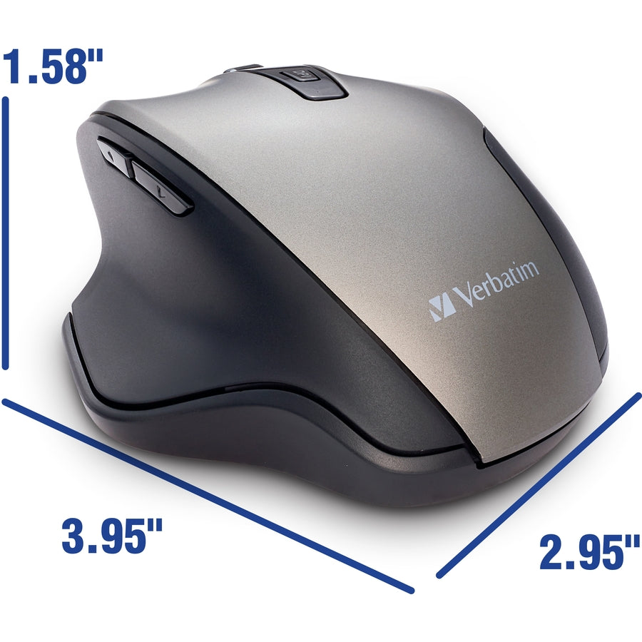 Verbatim Silent Ergonomic Wireless Blue LED Mouse — Graphite