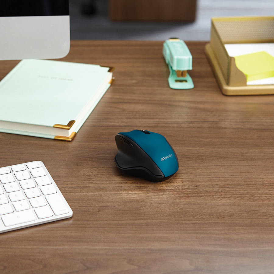 Verbatim Silent Ergonomic Wireless Blue LED Mouse — Dark Teal