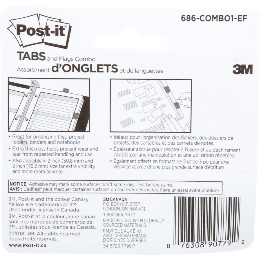 Post-it® Tabs & Flags Combo Pack, 136/Pack, 5 Colours (686COMBO1)