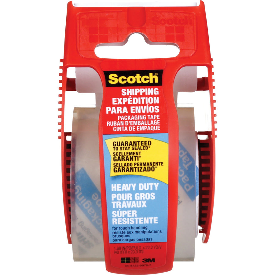 Scotch Super Strength Packaging Tape, 48 mm x 22.2 yd, with Dispenser