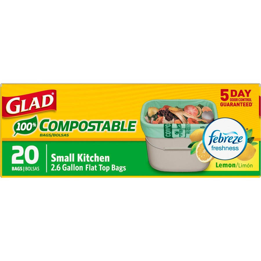 Glad 100% Compostable Bags - Small 10 Litres - Lemon scent, 44 Compost Bags