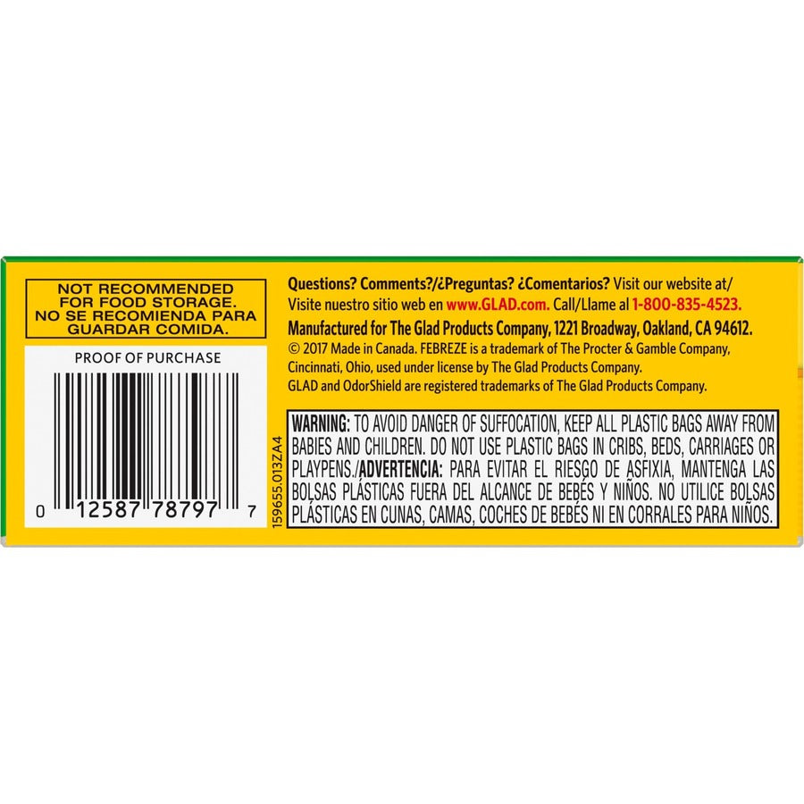 Glad 100% Compostable Bags - Small 10 Litres - Lemon scent, 44 Compost Bags