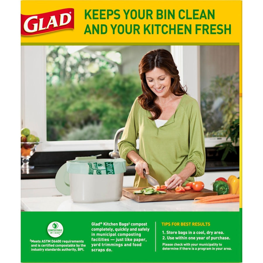 Glad 100% Compostable Bags - Small 10 Litres - Lemon scent, 44 Compost Bags
