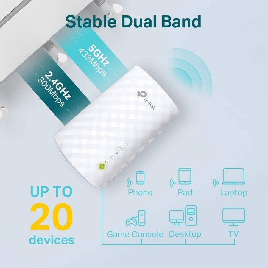 TP-Link RE220 Dual Band IEEE 802.11ac 750 Mbit/s Wireless Range Extender