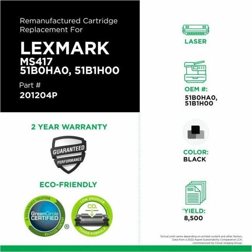 Office Depot 51B1H00/51B0HA0 Remanufactured High Yield Laser Toner Cartridge - Single Pack MS417 (MS417 (51B1H00, 51B0HA0)) - Black Each