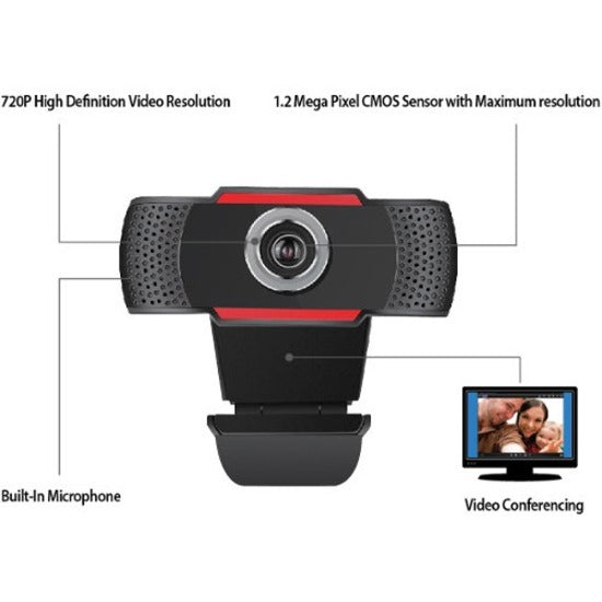 Webcam Adesso CyberTrack CyberTrack H3 - 1,3 Mégapixel - 30 ips - Noir, Rouge - USB 2.0