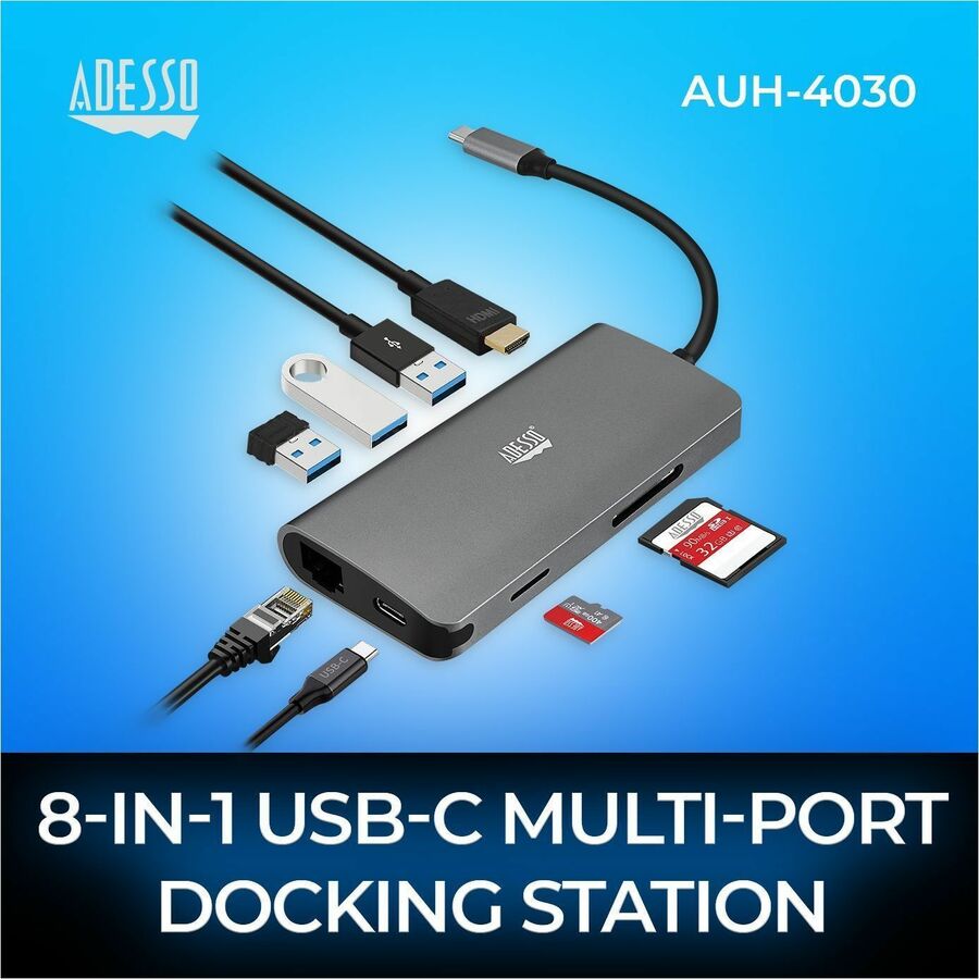 Adesso 8-in-1 USB-C Docking Station — AUH-4030