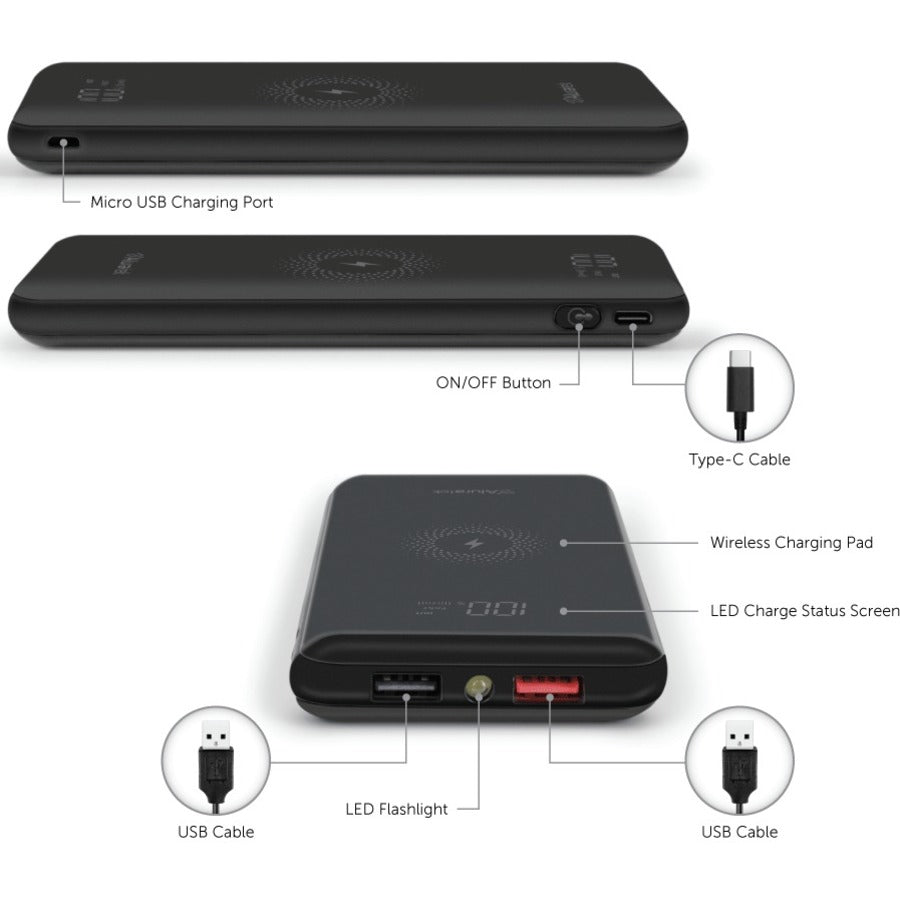 Aluratek 10,000mAh Wireless Power Bank — AWPBQ10KF