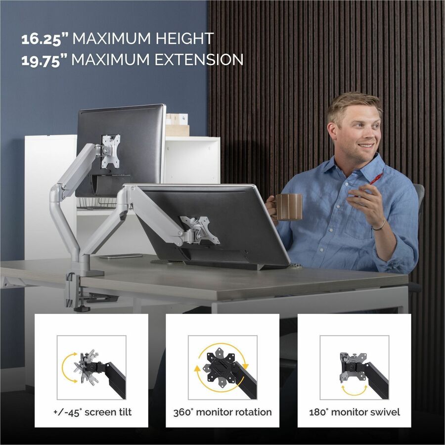 Fellowes Platinum Mounting Arm for Monitor - Silver - FEL8056501