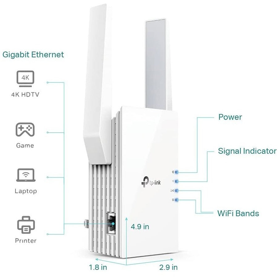 TP-Link RE505X Dual Band 802.11ax 1.50 Gbit/s Wireless Range Extender